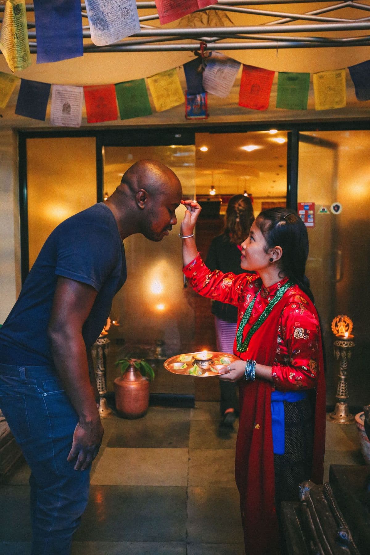 Shared food at a family table